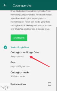 cara mencadangkan chat Whatsapp di Google drive
