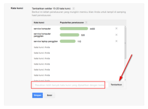 cara pasang iklan Google - buat-kata-kunci