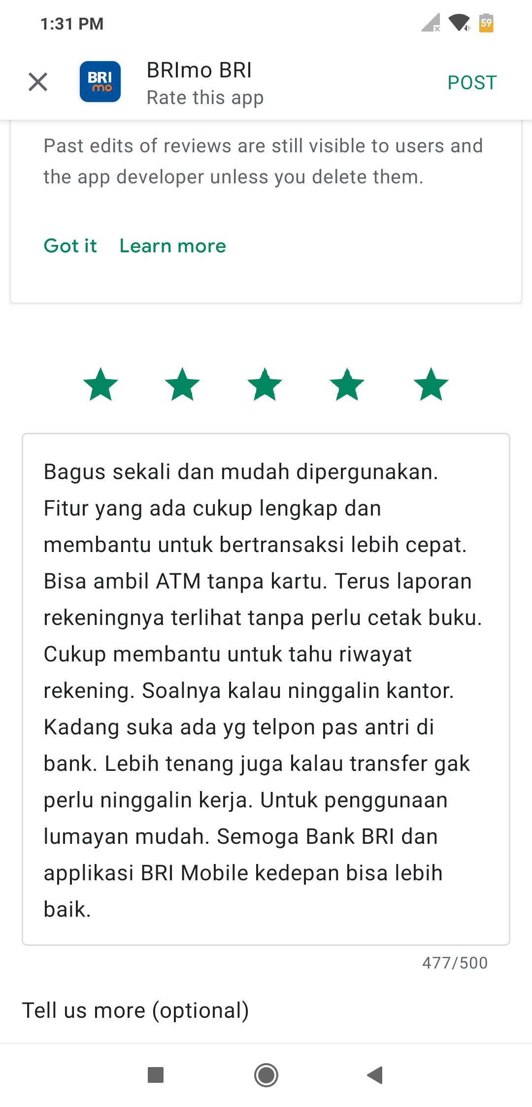 Review Bank BRI Mobile Apps